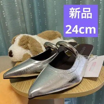 실버 모티브 플랫 뮬