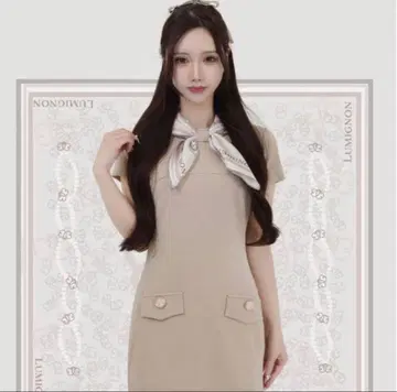 [ 완판템 ] LUMIGNON 베이지 반팔 미니 원피스