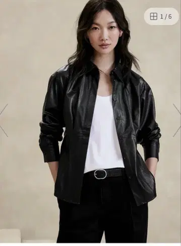 바나나 리퍼블릭 라이트웨이트 비건 레더 셔츠