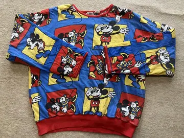 빈티지 80s 미키마우스 패턴 맨투맨 상의