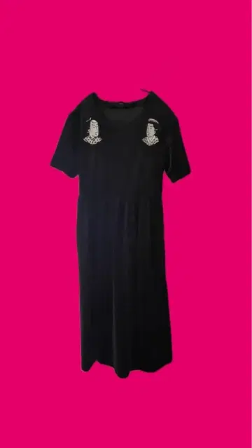 ikumi 벨로아 우키요에 JAPAN 자수 무릎 기장 원피스