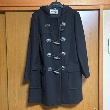 SANYO 블랙 더플 코트 후드 부착