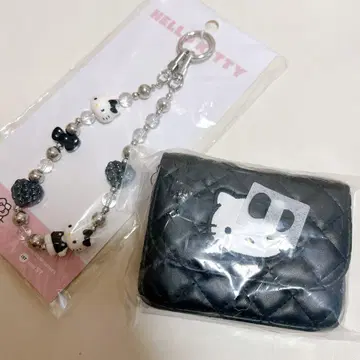 LOWRYSFARM 키티 카드 케이스 모바일 스트랩 블랙