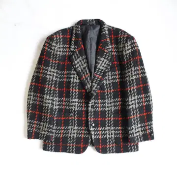 PAZZO 니트 트위드 테일러드 자켓 M 두꺼운 체크 블랙
