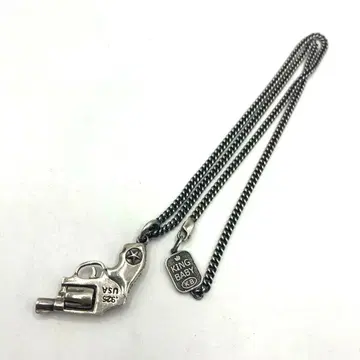 KING BABY 스몰 리볼버 펜던트 목걸이 은