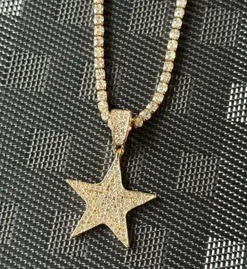 고급 체인 목걸이 50cm 스탑탑 포함 아이스 아웃 골든