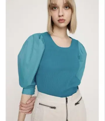 SLY KNIT COMBI TUCK PUFF TOPS 콤비 턱