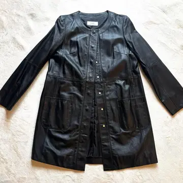 [ 레어 새상품급 ] 제라르 램스킨 양가죽 노카라 롱 코트 버튼