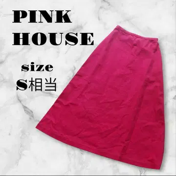 PINK HOUSE 코튼 플레어 스커트 S 상당 무지 롱 일본제