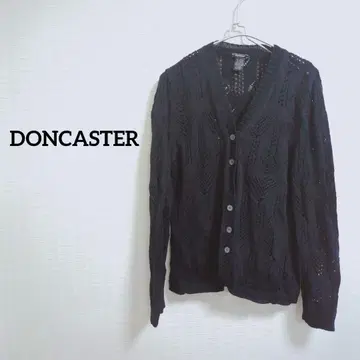 해외 구제 의류 DONCASTER 블랙 레이스 편직 가디건
