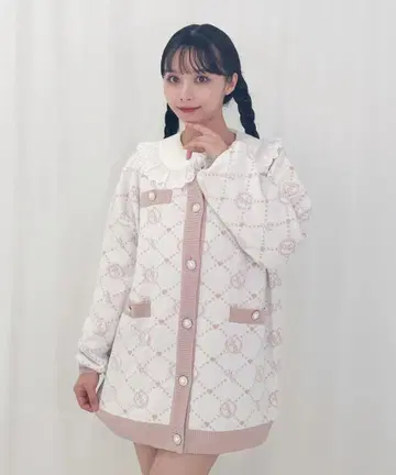 Honey Cinnamon 모노그램 빅 가디건