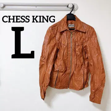 [ 40 ] CHESS KING 오렌지 가죽 자켓 여성용 L