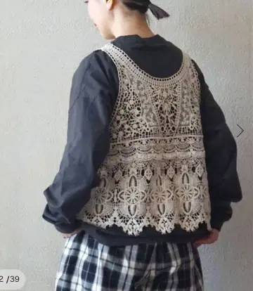 journal standard luxe 레이스 MIX 슬리브리스 블라우스