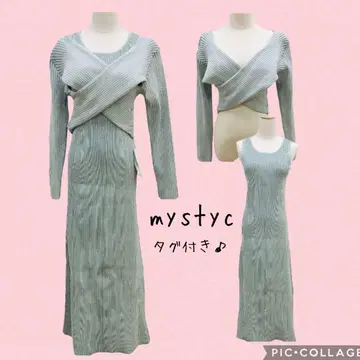 택 포함 미사용품 mystic 리브 롱 원피스 2점 셋업