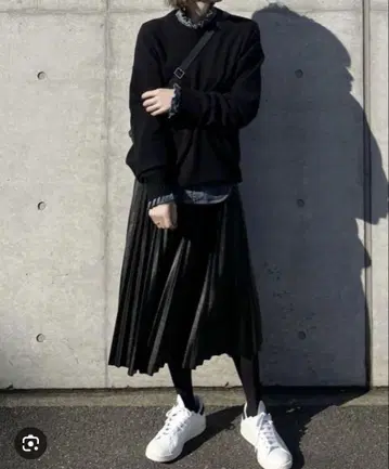 oksoon 에코 가죽 플리츠 스커트