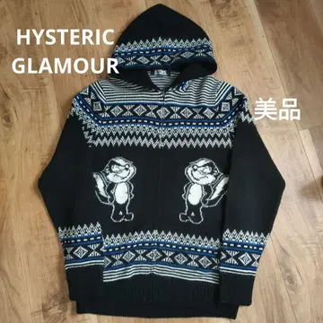 HYSTERIC GLAMOUR 캐릭터 패턴 니트 후드티 S