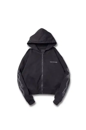 CHAIN LOGO DYED ZIP HOODIE / BLACK
