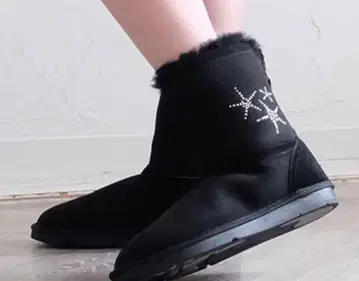 어그 부츠 코알라 호주 천연 가죽 양모 스와로브스키 사이드 지퍼 블랙