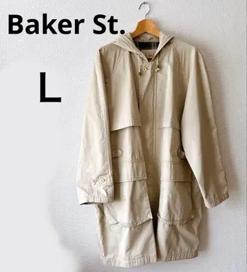 Baker St. 후드 부착 베이지 코트 L 사이즈