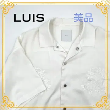 Lui's 루이스 호랑이 자수 오픈 카라 반팔 셔츠 화이트