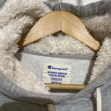 Champion 그레이 후드 부착 후드티 M 사이즈