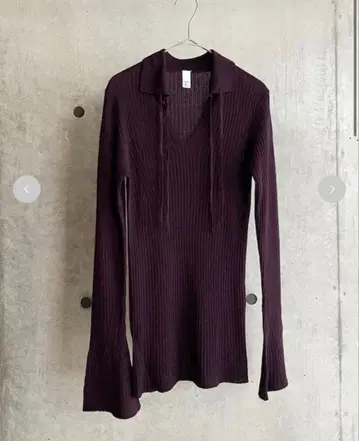 tgor Flare sleeve rib top D.CHERRY