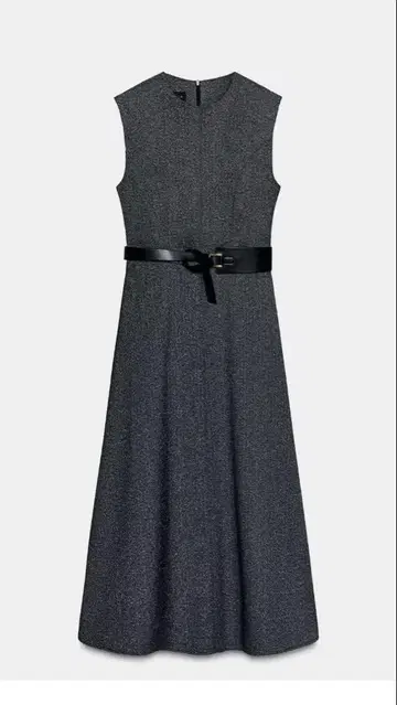 [ 완판/Zara ] 벨트 포함 자카드 미디 기장 원피스