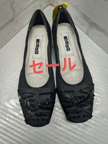 비즈 장식 블랙 플랫슈즈 일본제