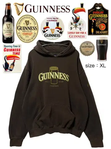 GUINNESS 후드티 XL 브라운 USA 구제 의류