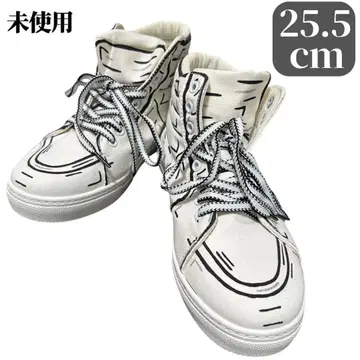 미사용 하이컷 스니커즈 25.5cm 남성용 아메리칸 코믹스 디자인 화이트