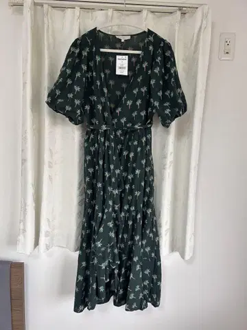 NEXT 야자수 패턴 다크 그린 롱 원피스 UK12 EUR40