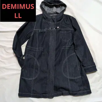 DEMIMU LL 다크 데님 후드 부착 롱 자켓