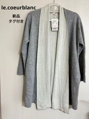 le.coeurblanc 그레이와 아이보리 울 혼방 롱 가디건 M