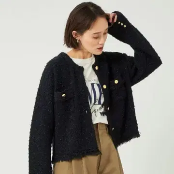 UNITED ARROWS green label 트위드 가디건 (네이비)