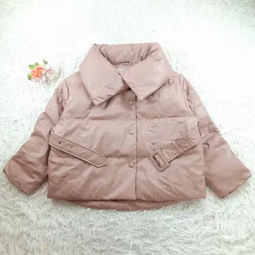 미사용 새상품 Her lip to 다운 자켓 핑크 복숭아색 인조 가죽