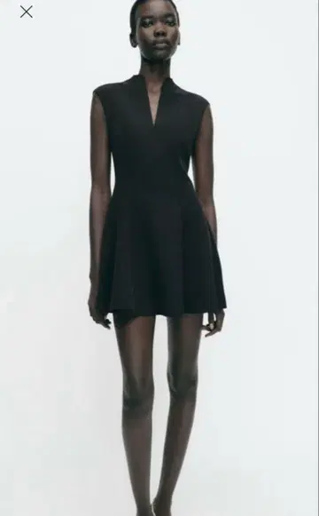ZARA 블랙 슬리브리스 크레이프 미니 원피스 S
