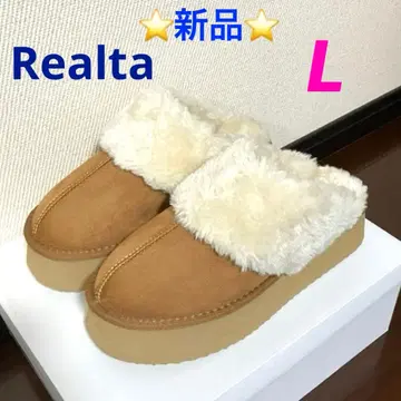 새상품 Realta 복슬복슬 퍼 무스탕 뮬 L