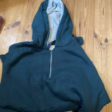 하프 지퍼 후디 블랙 그레이