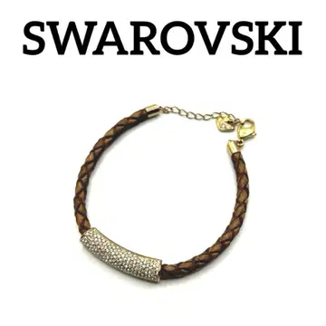 스와로브스키 SWAROVSKI 팔찌 가죽 브라운 금 G180