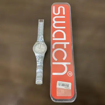Swatch 아날로그 쿼츠 손목시계 클리어 플로럴 디자인