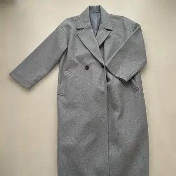 그레이 더블 브레스트 롱 코트