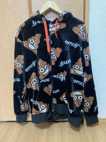 미사용 새상품 emoji 패턴 플리스 후드티 L