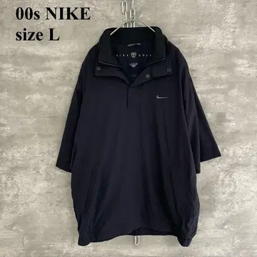 00s NIKE 하프 지퍼 버튼 나일론 풀오버 반팔 블랙 Y2K