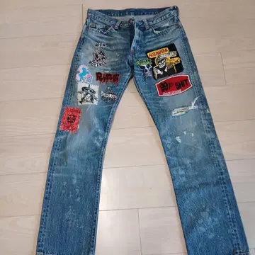 아르엔에이 ran 데미지 패치워크 스트레이트 데님