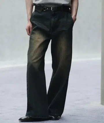 WYM LIDNM CURVED FLARE DENIM SLACKS
