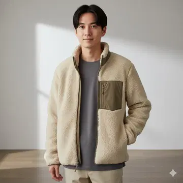 방풍 아우터 플리스 자켓 베이지 L 유니클로
