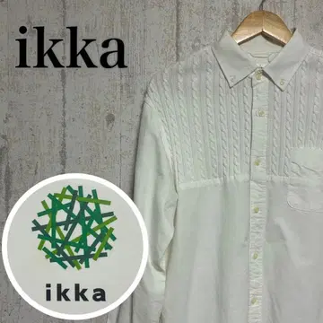 [ 미사용 ] ikka 긴팔 케이블 니트 버튼 다운 셔츠 화이트 L