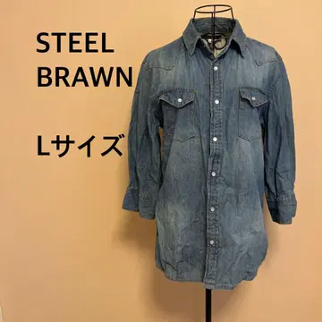STEEL BRAWN/여성용/데님/긴팔/셔츠/앞 버튼/무지