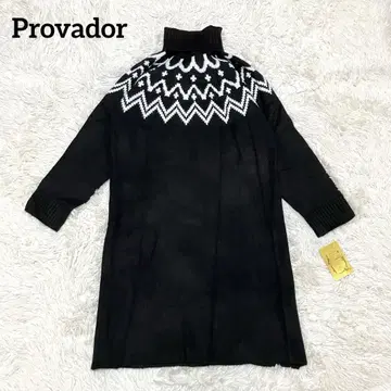 Provador 페어아일 패턴 퍼지 니트 원피스 QVC 블랙 S 블랙