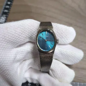 빈티지 SEIKO 수동 와인딩 시계 파랑 다이얼 스테인리스 작동품